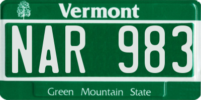 VT license plate NAR983