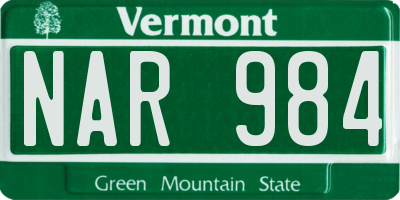 VT license plate NAR984