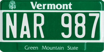 VT license plate NAR987