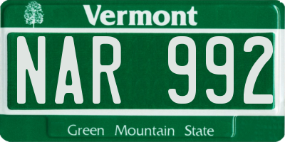 VT license plate NAR992