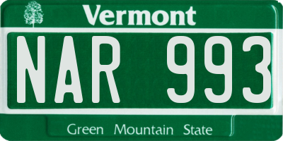 VT license plate NAR993