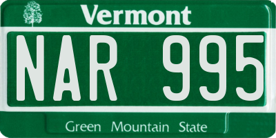 VT license plate NAR995