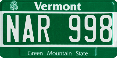 VT license plate NAR998