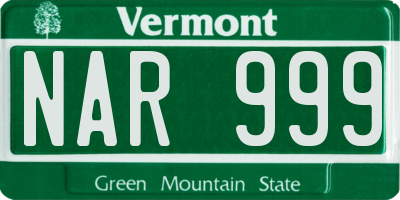 VT license plate NAR999