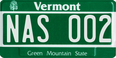 VT license plate NAS002