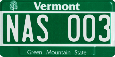 VT license plate NAS003
