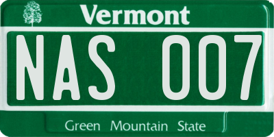VT license plate NAS007