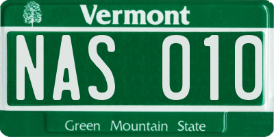 VT license plate NAS010