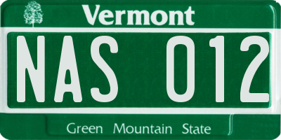 VT license plate NAS012