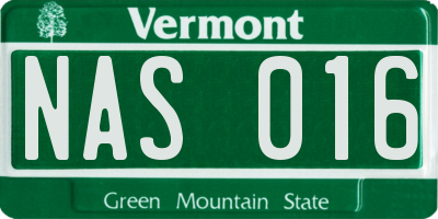 VT license plate NAS016