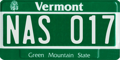 VT license plate NAS017
