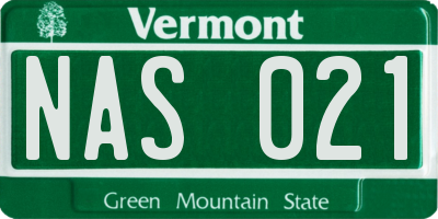 VT license plate NAS021