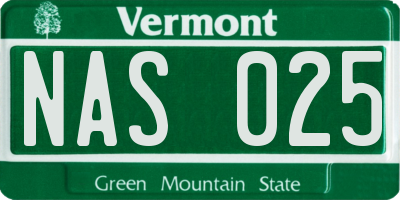 VT license plate NAS025