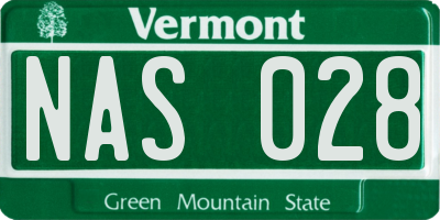 VT license plate NAS028