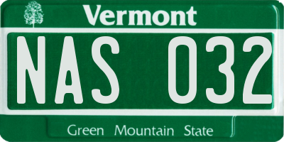 VT license plate NAS032