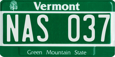 VT license plate NAS037