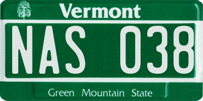 VT license plate NAS038