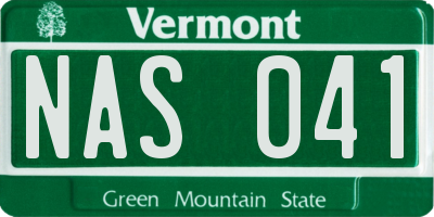 VT license plate NAS041