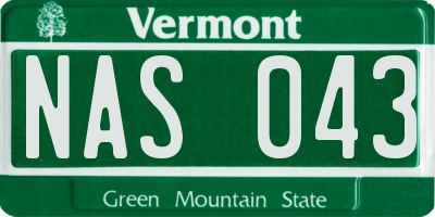 VT license plate NAS043