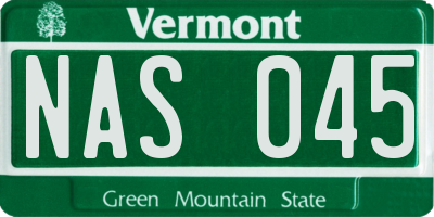 VT license plate NAS045