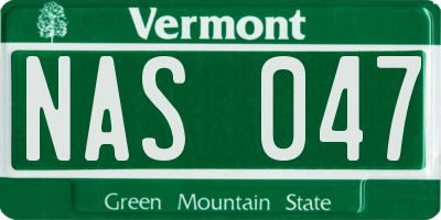 VT license plate NAS047