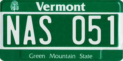 VT license plate NAS051
