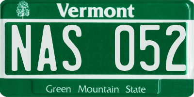 VT license plate NAS052