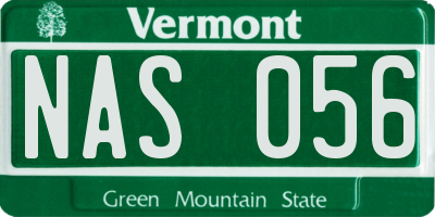 VT license plate NAS056