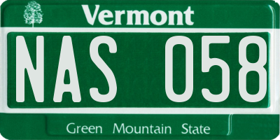 VT license plate NAS058