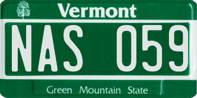 VT license plate NAS059