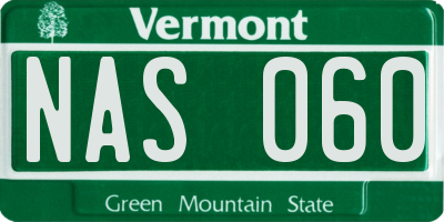 VT license plate NAS060