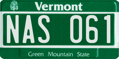 VT license plate NAS061