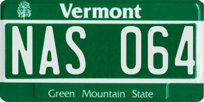 VT license plate NAS064