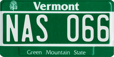 VT license plate NAS066