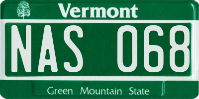 VT license plate NAS068