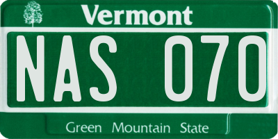 VT license plate NAS070