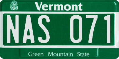 VT license plate NAS071