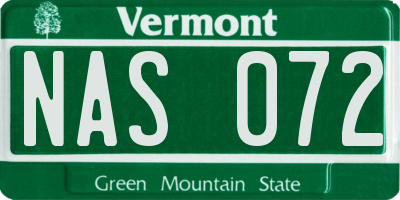 VT license plate NAS072