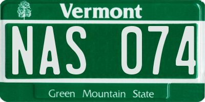 VT license plate NAS074