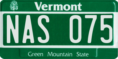 VT license plate NAS075