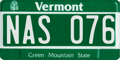 VT license plate NAS076