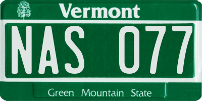 VT license plate NAS077