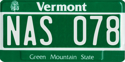 VT license plate NAS078