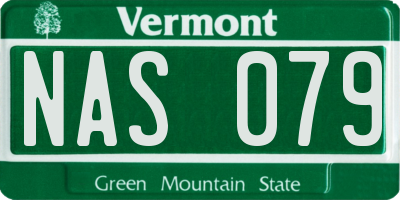 VT license plate NAS079