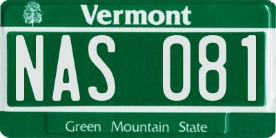 VT license plate NAS081