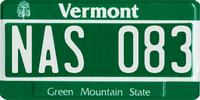 VT license plate NAS083