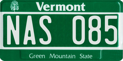 VT license plate NAS085