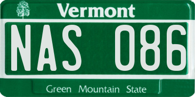 VT license plate NAS086
