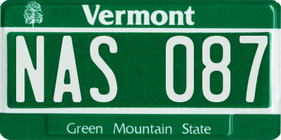 VT license plate NAS087