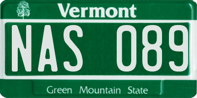 VT license plate NAS089